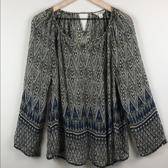 Lucky Brand Sheer Long-Sleeve Flowy Top (Small) - Picture 5 of 7